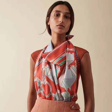 روسری هرمس | Tatersale en Zigzag Double Face Scarf 90 - Image 4