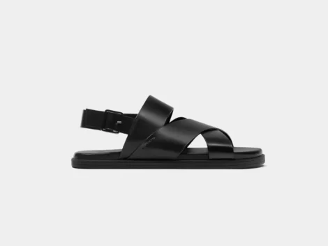 صندل مردانه زارا چرمی مشکی zara STRAPPY aallbox