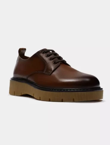 کفش مردانه چرمی زارا قهوه-ای ZARA Chunky Sole Derby aallbox