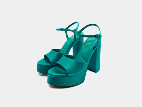 کفش پاشنه بلند زارا آبی فیروزه ای zara