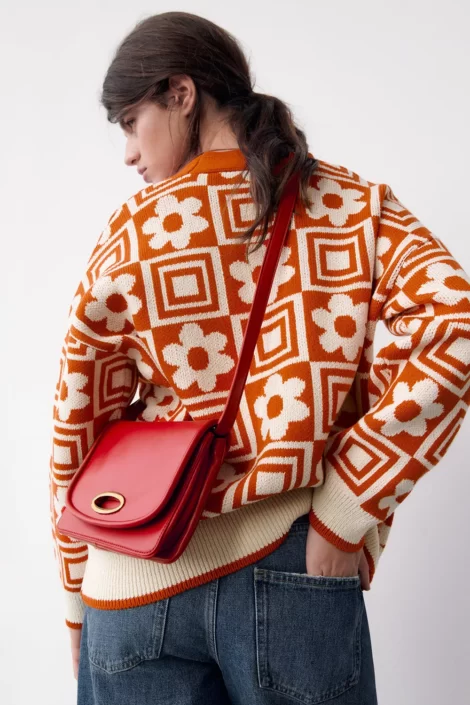 کیف چرمی زارا قرمز