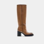 بوت زنانه چرم زارا قهوه ای block