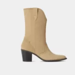 نیم بوت چرم زنانه برشکا کرم bershka